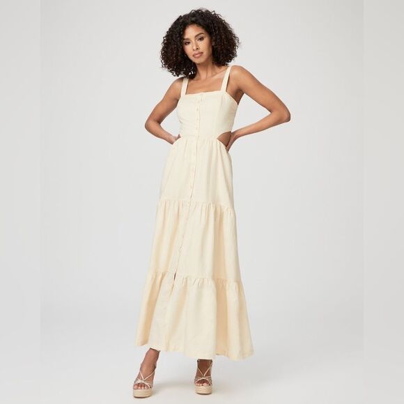 PAIGE Shadi Linen Blend Sleeveless Maxi Dress NWT